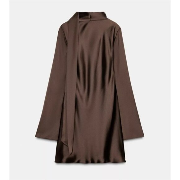 ZARA SATIN EFFECT SCARF DRESS - Picture 6 of 7